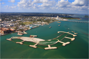 geotextile tube structural core of island perimeter and groins (Ft. Pierce Marina)